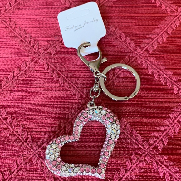 Iridescent rhinestone heart keychain valentines - Picture 2 of 3
